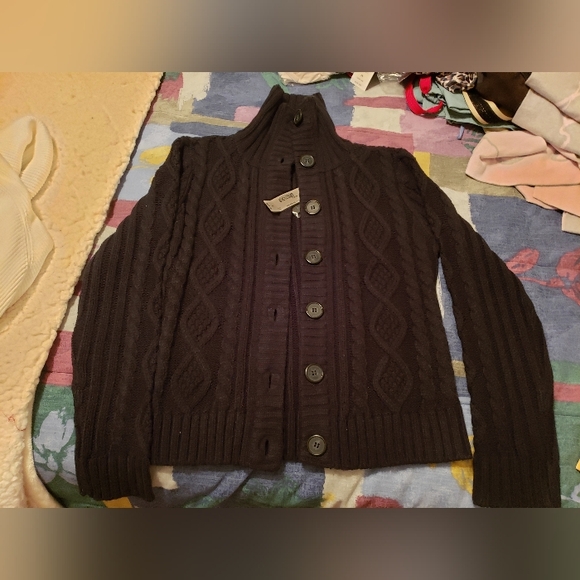 Black button up turtleneck sweater - Picture 8 of 13